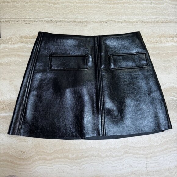 H&M x BRAT Charlie XCX Limited Edition Black Coated Mini Skirt - Picture 6 of 8